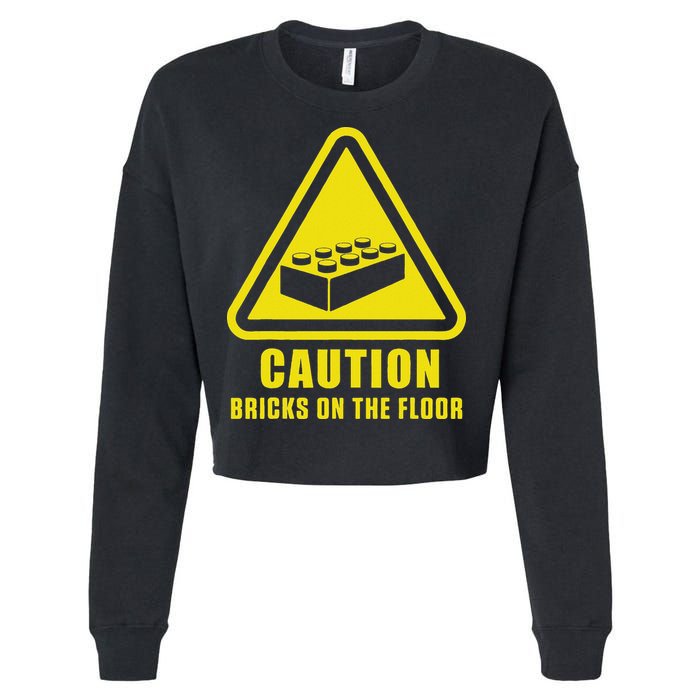 Caution Bricks On Floor Building Blocks Master Builder Cropped Pullover Crew