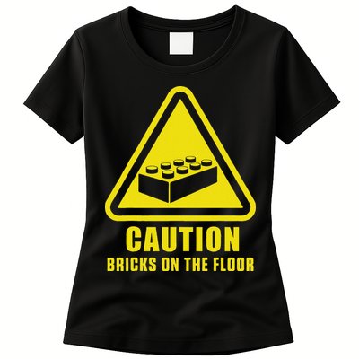 Caution Bricks On Floor Building Blocks Master Builder Womens T-Shirt