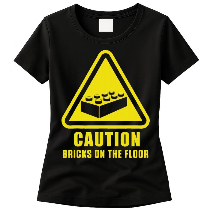 Caution Bricks On Floor Building Blocks Master Builder Womens T-Shirt