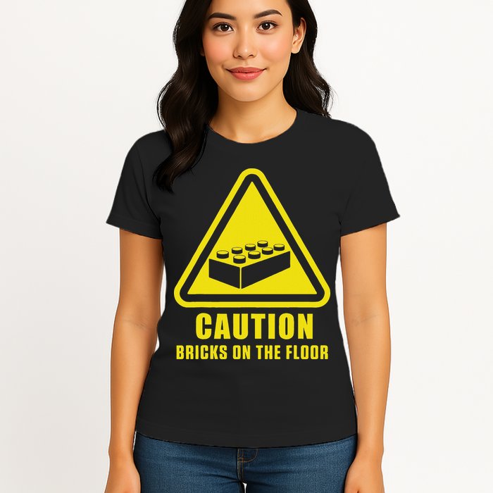 Caution Bricks On Floor Building Blocks Master Builder Womens T-Shirt