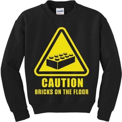 Caution Bricks On Floor Building Blocks Master Builder Kids Sweatshirt