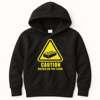 Caution Bricks On Floor Building Blocks Master Builder Kids Hoodie