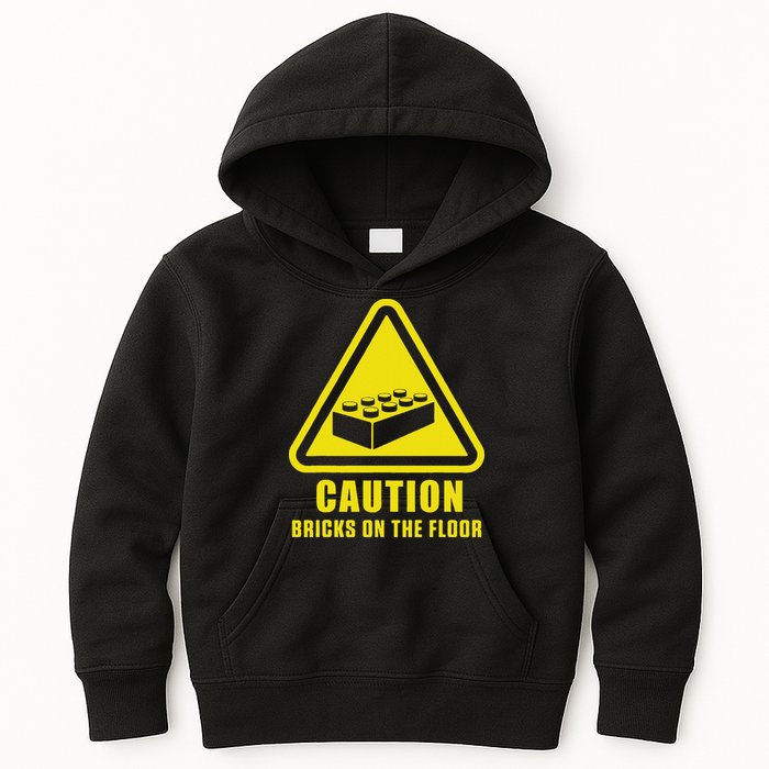 Caution Bricks On Floor Building Blocks Master Builder Kids Hoodie