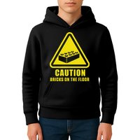 Caution Bricks On Floor Building Blocks Master Builder Kids Hoodie