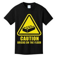 Caution Bricks On Floor Building Blocks Master Builder Kids T-Shirt