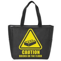 Caution Bricks On Floor Building Blocks Master Builder Zip Tote Bag