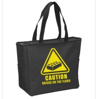 Caution Bricks On Floor Building Blocks Master Builder Zip Tote Bag