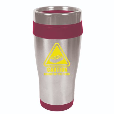 Caution Bricks On Floor Building Blocks Master Builder 16oz Travel Tumbler