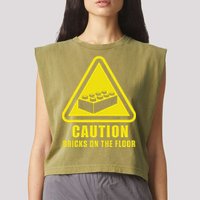 Caution Bricks On Floor Building Blocks Master Builder Garment-Dyed Women's Muscle Tee