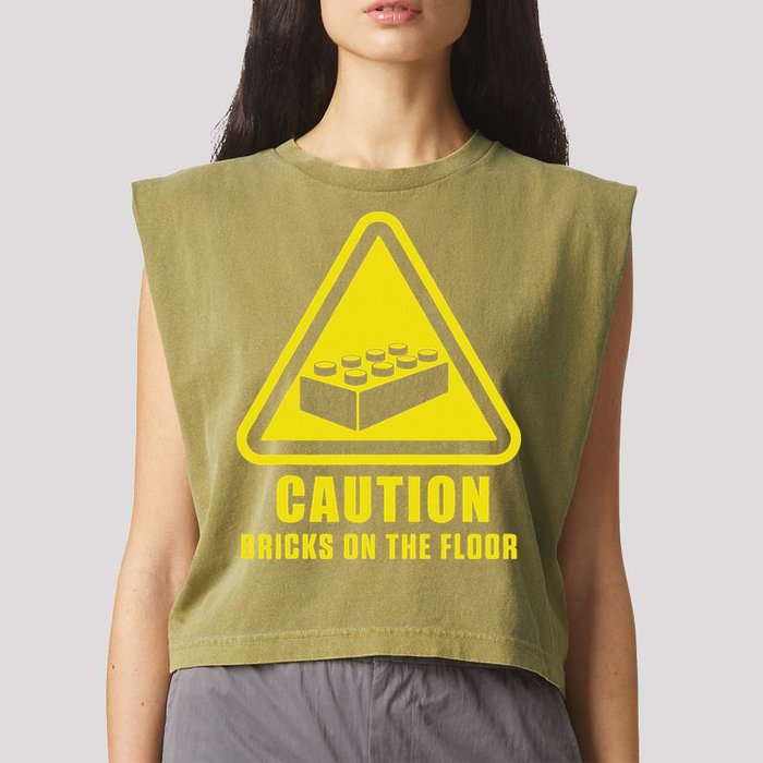 Caution Bricks On Floor Building Blocks Master Builder Garment-Dyed Women's Muscle Tee
