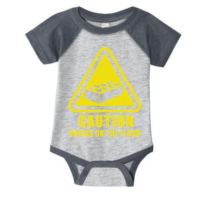 Caution Bricks On Floor Building Blocks Master Builder Infant Baby Jersey Bodysuit