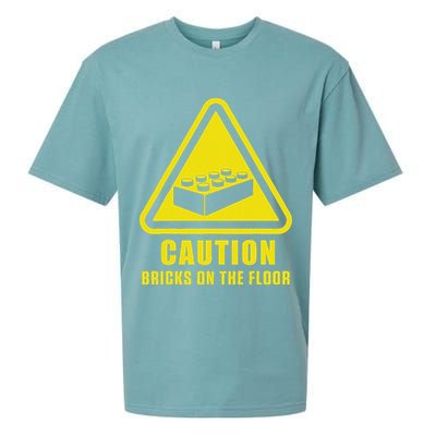 Caution Bricks On Floor Building Blocks Master Builder Sueded Cloud Jersey T-Shirt