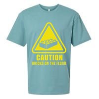 Caution Bricks On Floor Building Blocks Master Builder Sueded Cloud Jersey T-Shirt