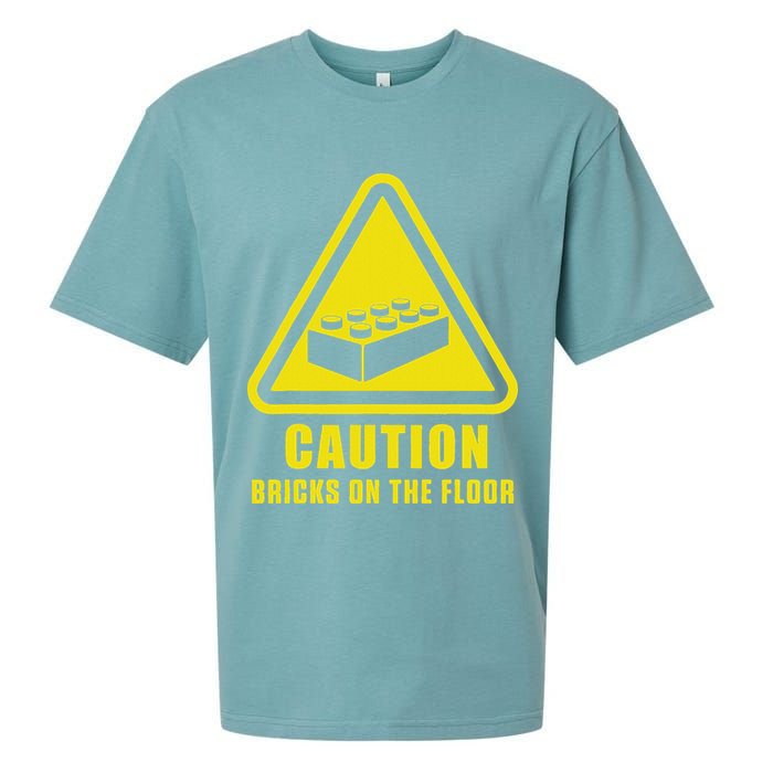 Caution Bricks On Floor Building Blocks Master Builder Sueded Cloud Jersey T-Shirt