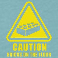 Caution Bricks On Floor Building Blocks Master Builder Sueded Cloud Jersey T-Shirt