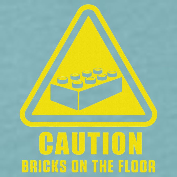 Caution Bricks On Floor Building Blocks Master Builder Sueded Cloud Jersey T-Shirt