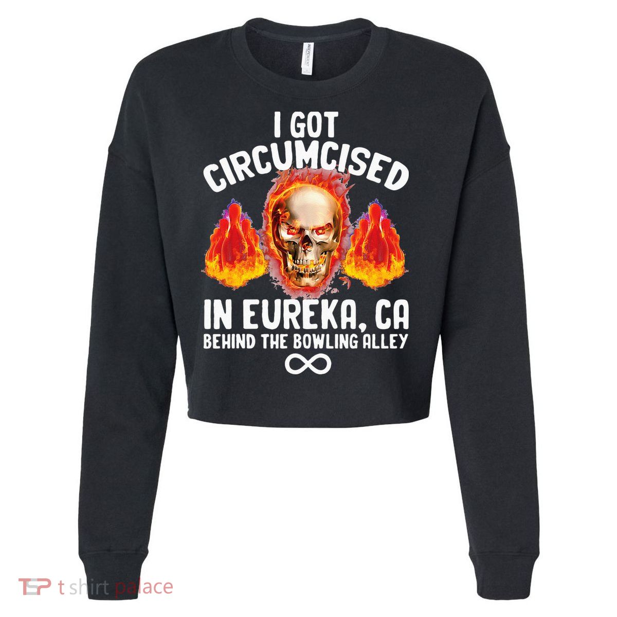 Circumcised Bowling Oddly Specific Humor Weird Funny Meme Cropped Pullover Crew
