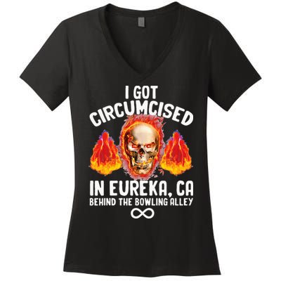 Circumcised Bowling Oddly Specific Humor Weird Funny Meme Women's V-Neck T-Shirt