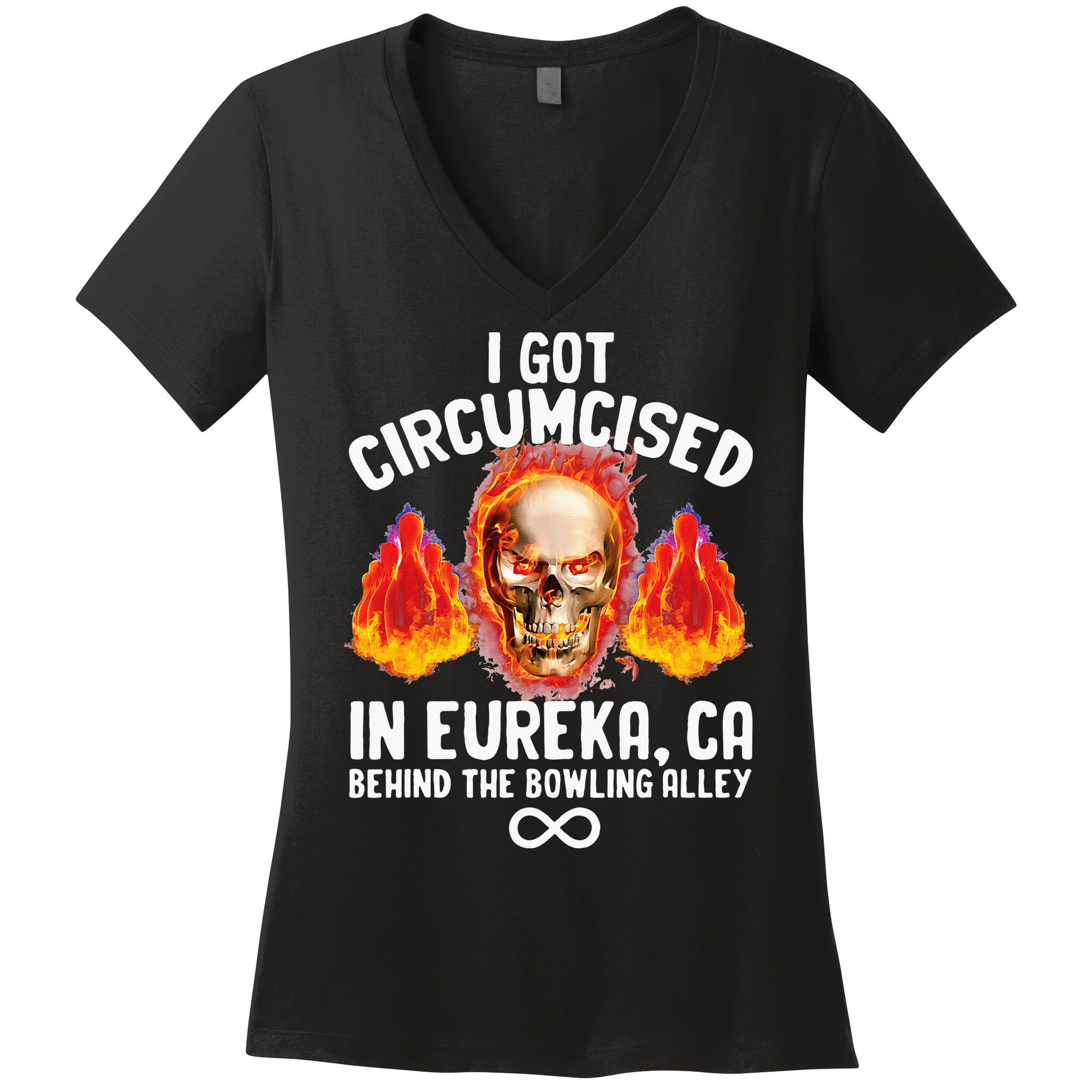 Circumcised Bowling Oddly Specific Humor Weird Funny Meme Women's V-Neck T-Shirt