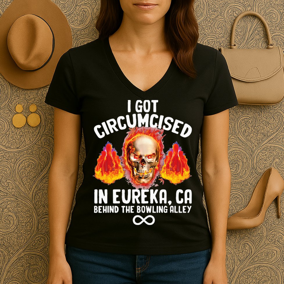 Circumcised Bowling Oddly Specific Humor Weird Funny Meme Women's V-Neck T-Shirt