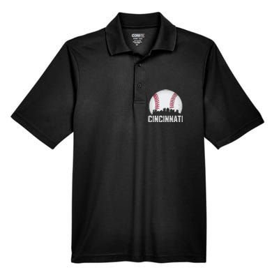 Cincinnati Baseball Ohio Skyline City Vintage Style Men's Origin Performance Pique Polo