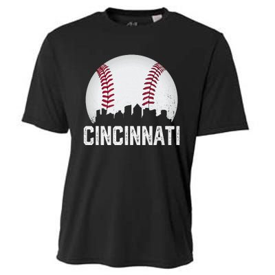 Cincinnati Baseball Ohio Skyline City Vintage Style Cooling Performance Crew T-Shirt