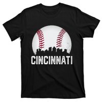 Cincinnati Baseball Ohio Skyline City Vintage Style T-Shirt