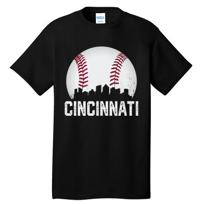 Cincinnati Baseball Ohio Skyline City Vintage Style Tall T-Shirt