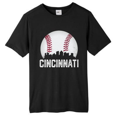 Cincinnati Baseball Ohio Skyline City Vintage Style Tall Fusion ChromaSoft Performance T-Shirt