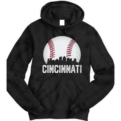 Cincinnati Baseball Ohio Skyline City Vintage Style Tie Dye Hoodie