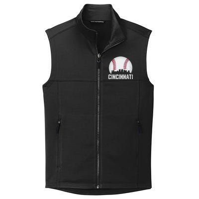 Cincinnati Baseball Ohio Skyline City Vintage Style Collective Smooth Fleece Vest