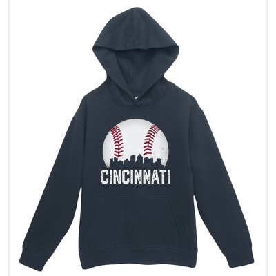 Cincinnati Baseball Ohio Skyline City Vintage Style Urban Pullover Hoodie