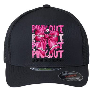 Coquette Bow Out Football Team Breast Cancer Awareness Flexfit Unipanel Trucker Cap