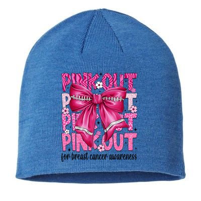 Coquette Bow Out Football Team Breast Cancer Awareness Sustainable Beanie