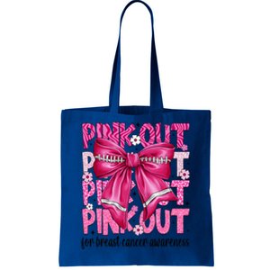 Coquette Bow Out Football Team Breast Cancer Awareness Tote Bag