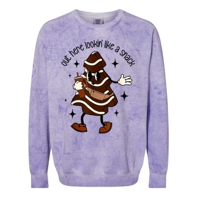 Cute Boojee Out Here Lookin Like A Snack Christmas Tree Cake Gift Colorblast Crewneck Sweatshirt