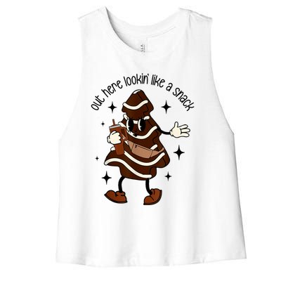 Cute Boojee Out Here Lookin Like A Snack Christmas Tree Cake Gift Women's Racerback Cropped Tank