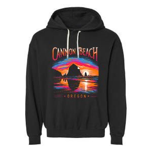 Cannon Beach Oregon Travel Summer Family Vacation Garment-Dyed Fleece Hoodie