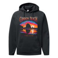 Cannon Beach Oregon Travel Summer Family Vacation Performance Fleece Hoodie