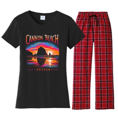 Cannon Beach Oregon Travel Summer Family Vacation Women's Flannel Pajama Set