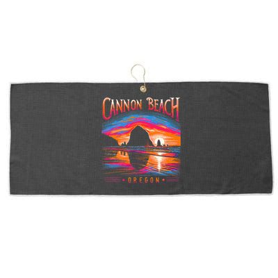 Cannon Beach Oregon Travel Summer Family Vacation Large Microfiber Waffle Golf Towel