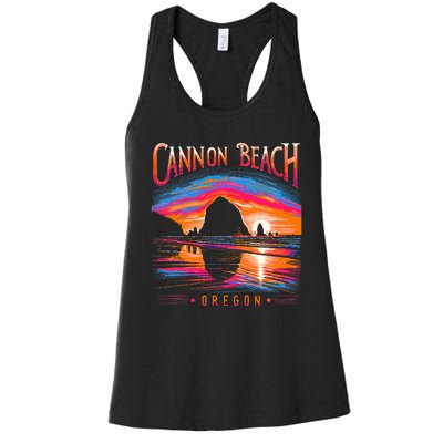 Cannon Beach Oregon Travel Summer Family Vacation Women's Racerback Tank