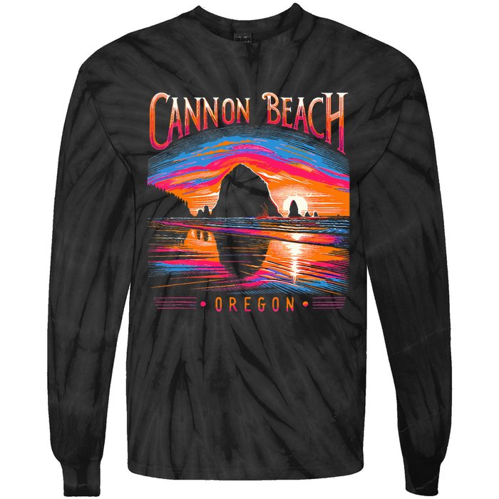 Cannon Beach Oregon Travel Summer Family Vacation Tie-Dye Long Sleeve Shirt