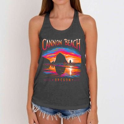 Cannon Beach Oregon Travel Summer Family Vacation Women's Knotted Racerback Tank