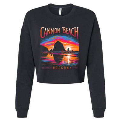 Cannon Beach Oregon Travel Summer Family Vacation Cropped Pullover Crew