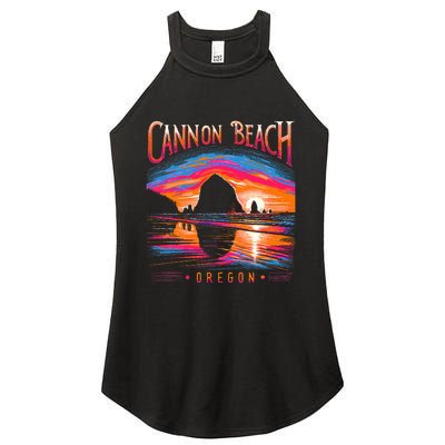 Cannon Beach Oregon Travel Summer Family Vacation Women's Perfect Tri Rocker Tank