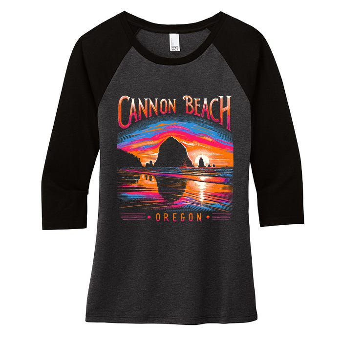 Cannon Beach Oregon Travel Summer Family Vacation Women's Tri-Blend 3/4-Sleeve Raglan Shirt