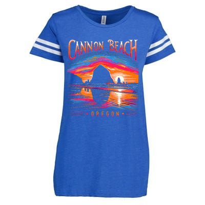 Cannon Beach Oregon Travel Summer Family Vacation Enza Ladies Jersey Football T-Shirt