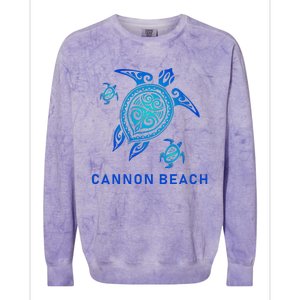 Cannon Beach Oregon Sea Blue Tribal Turtle Colorblast Crewneck Sweatshirt