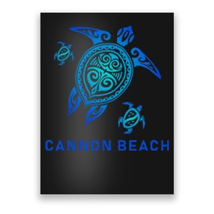 Cannon Beach Oregon Sea Blue Tribal Turtle Poster